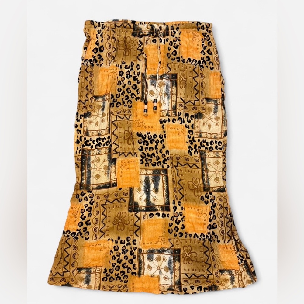 VTG Notations Animal Print Rayon Skirt Size XL